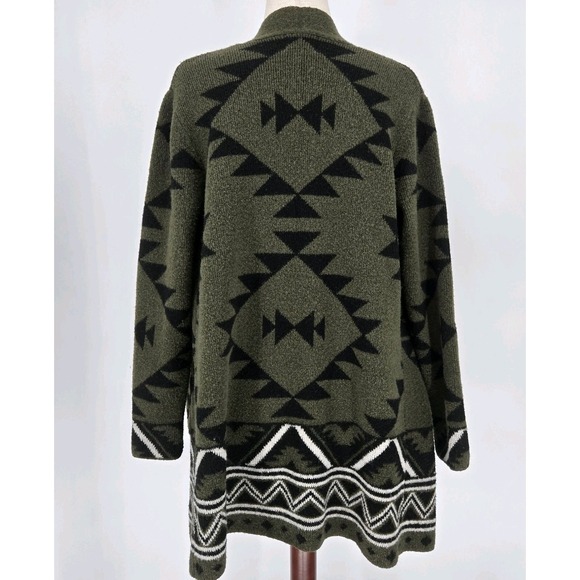 Frye Sweaters - Frye Open Front Cardigan Sweater Aztec Southwestern Green Black Women's Large‎ L